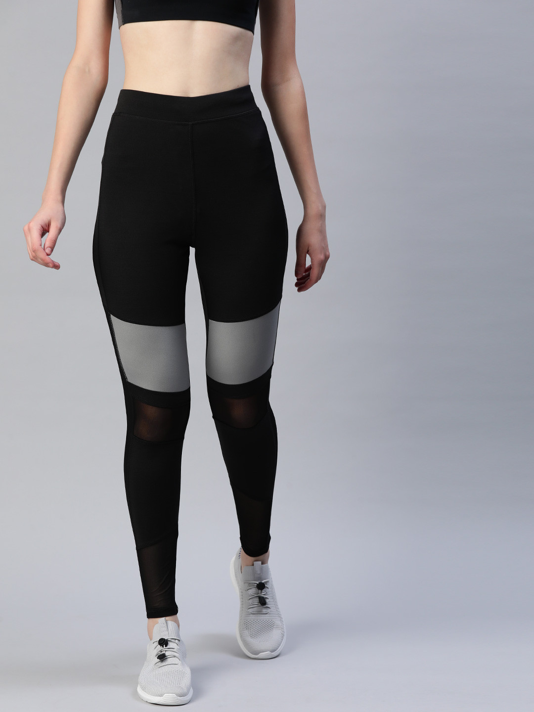 

Blinkin Women Black Tights with Breathable Mesh Panels