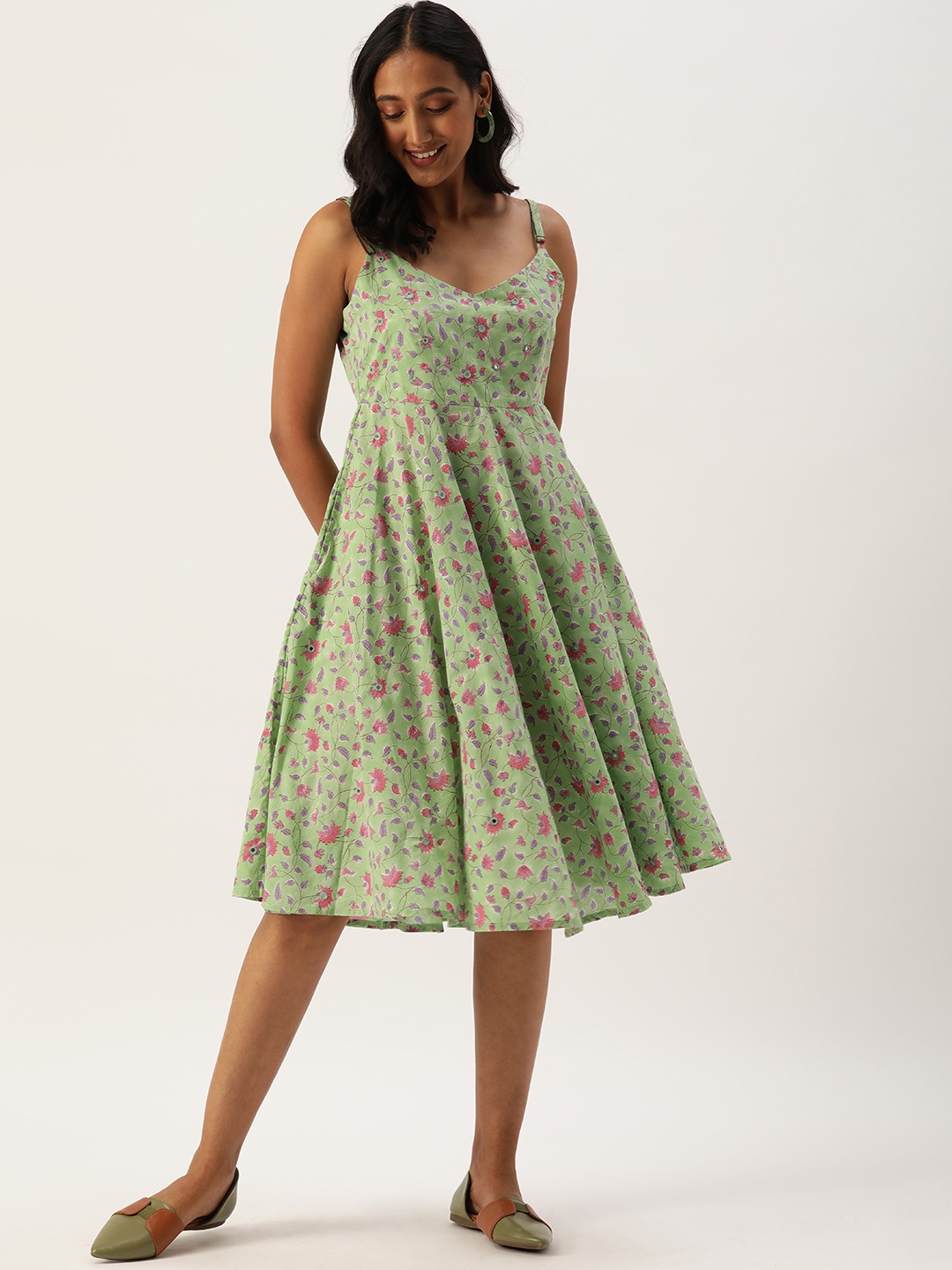 

OKHAI Green & Pink Floral Dress
