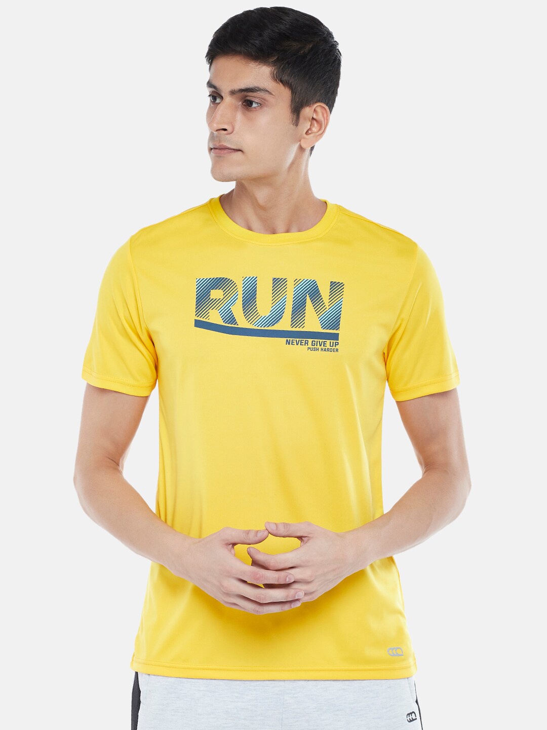 

Ajile by Pantaloons Men Mustard Yellow Printed Slim Fit T-shirt