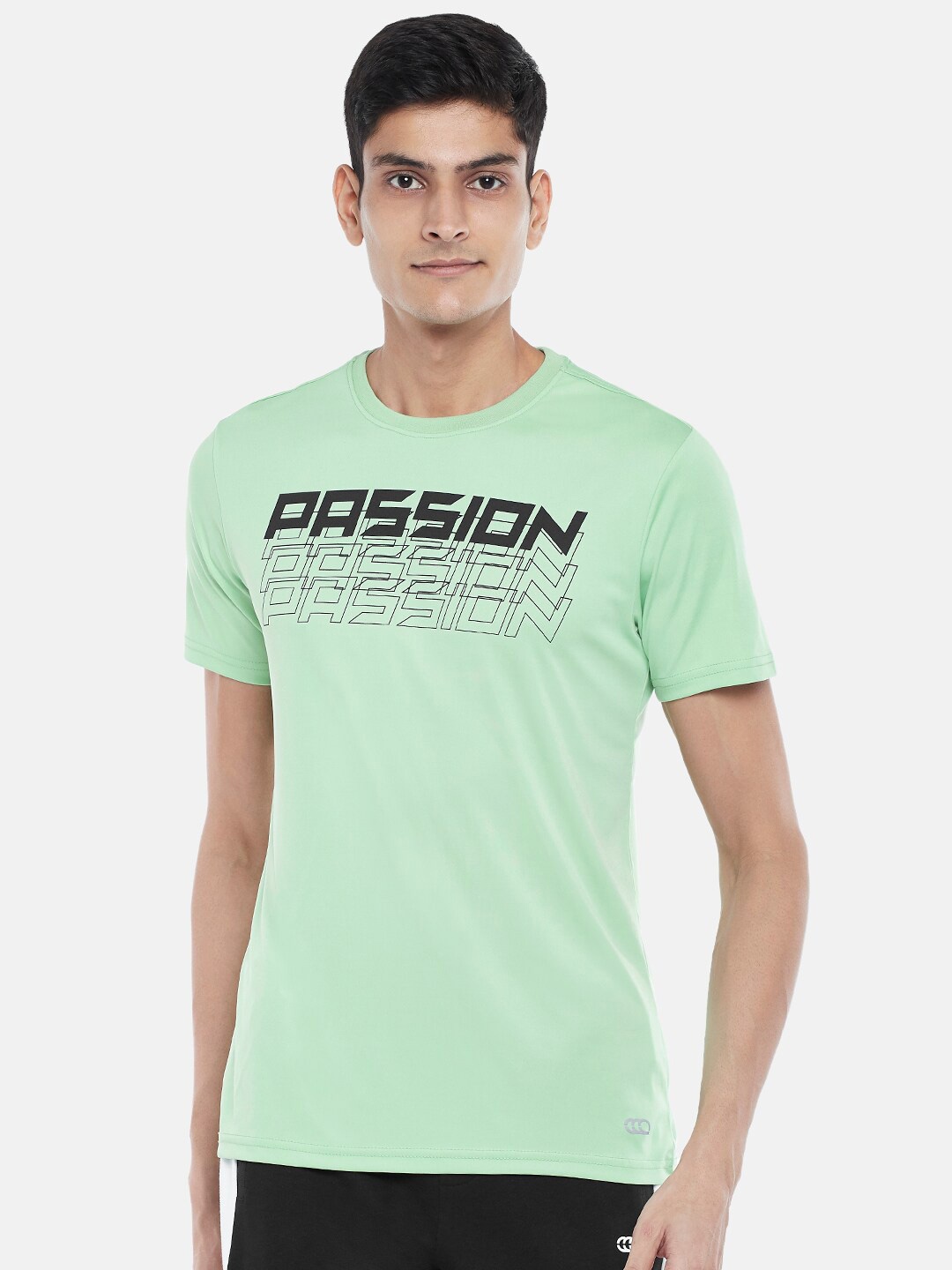Ajile by Pantaloons Men Green Typography Printed Slim Fit T-shirt