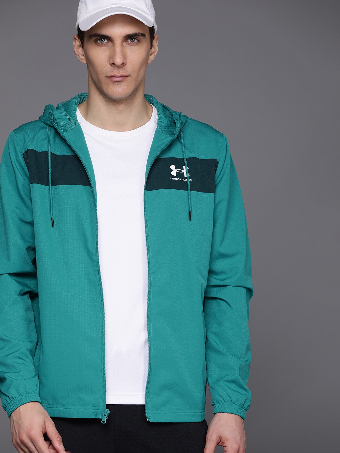 

UNDER ARMOUR Men Teal Blue UA Sportstyle Windbreaker Jacket