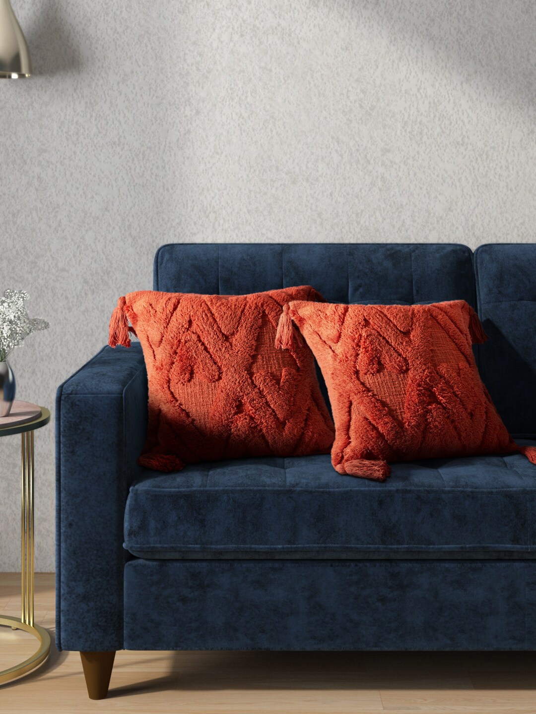 

Living scapes by Pantaloons Rust Embroidered Square Cushion Covers