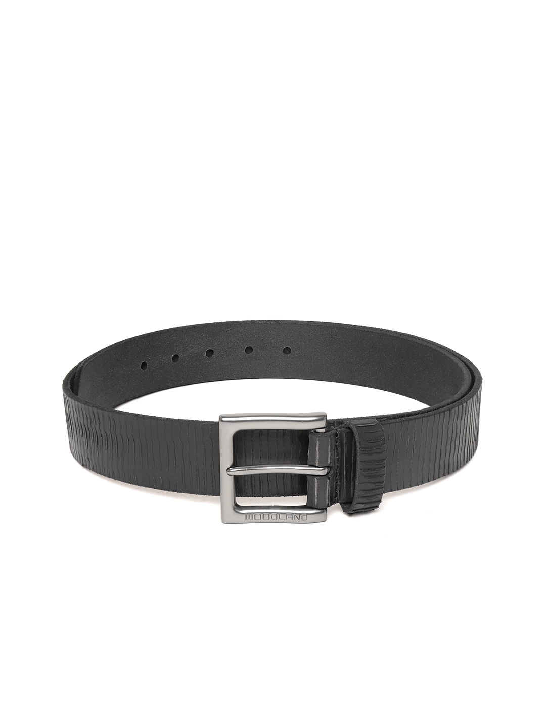 

Woodland Men Black Textured Leather Belt