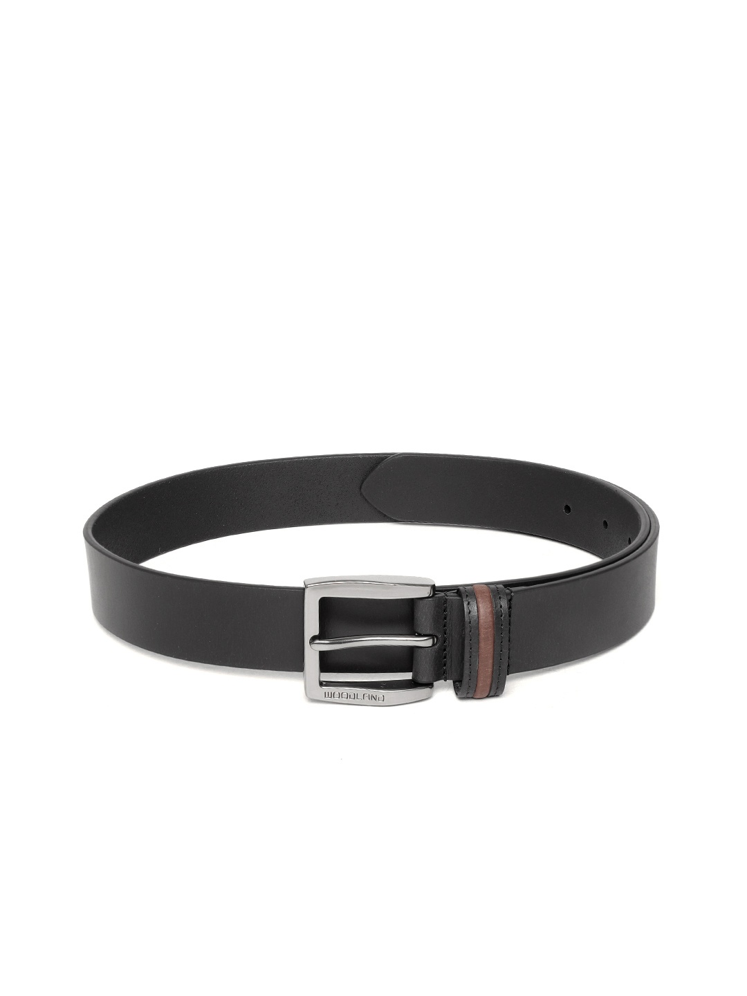 

Woodland Men Black Solid Leather Belt