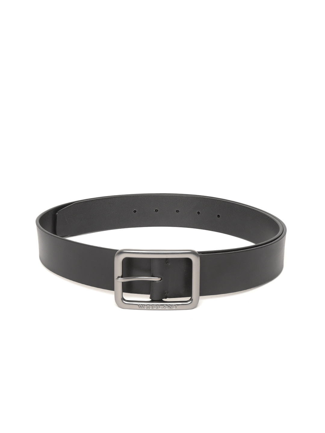 

Woodland Men Black Solid Leather Belt