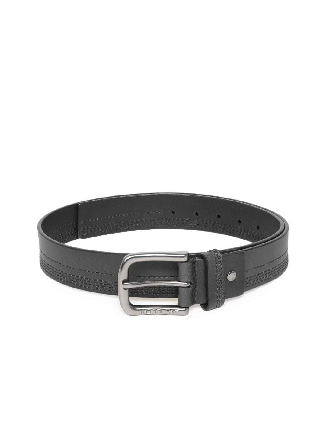 

Woodland Men Black Solid Leather Belt
