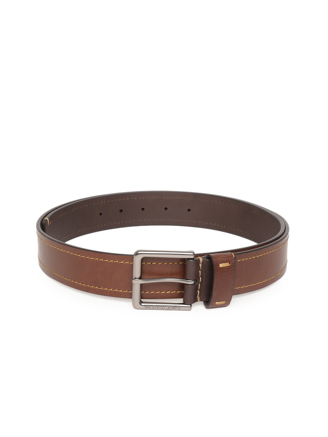 

Woodland Men Tan Brown Solid Leather Belt