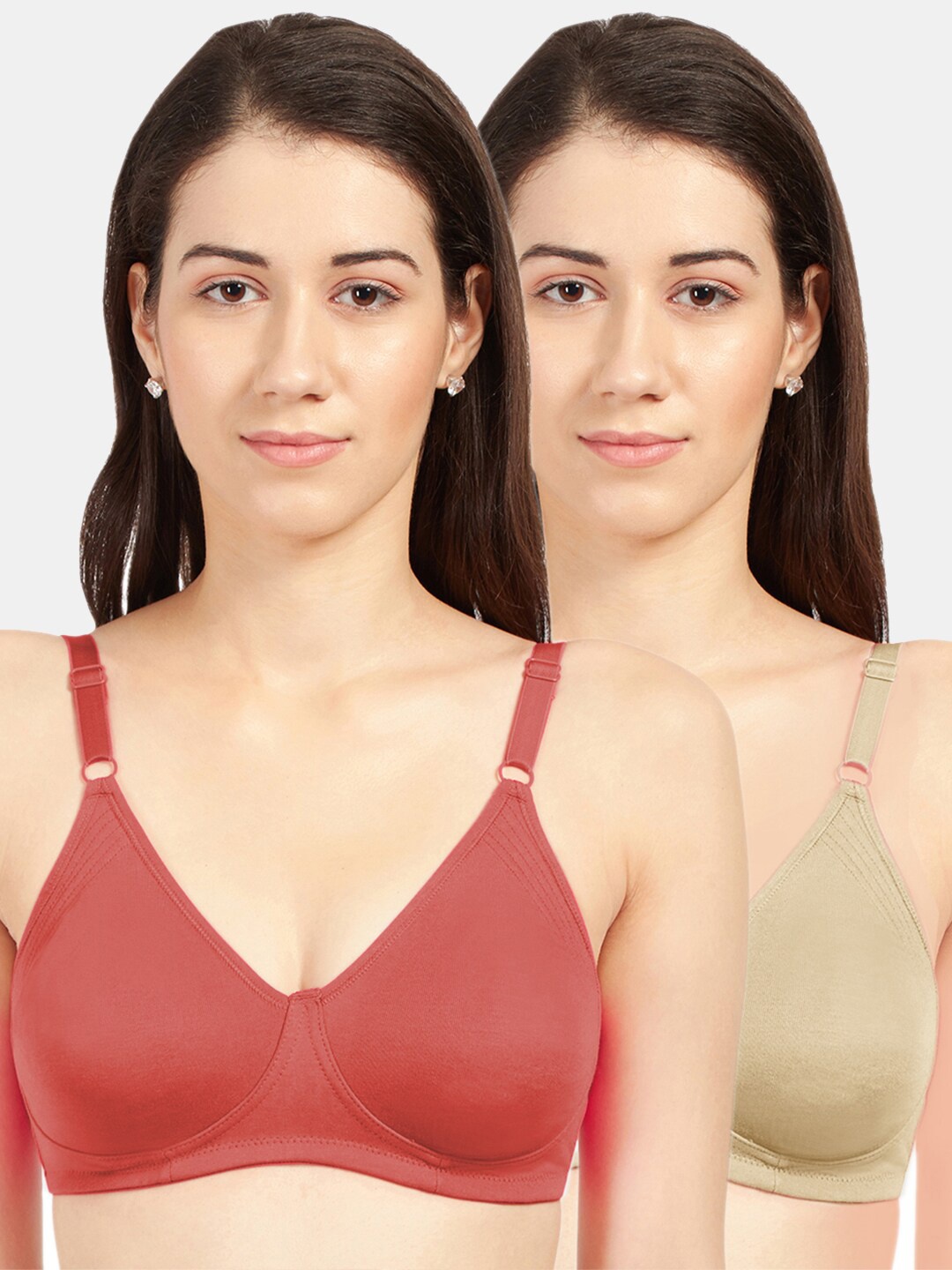 

Sonari Maroon & Grey Pack of 2 Non Padded T-Shirt Bra