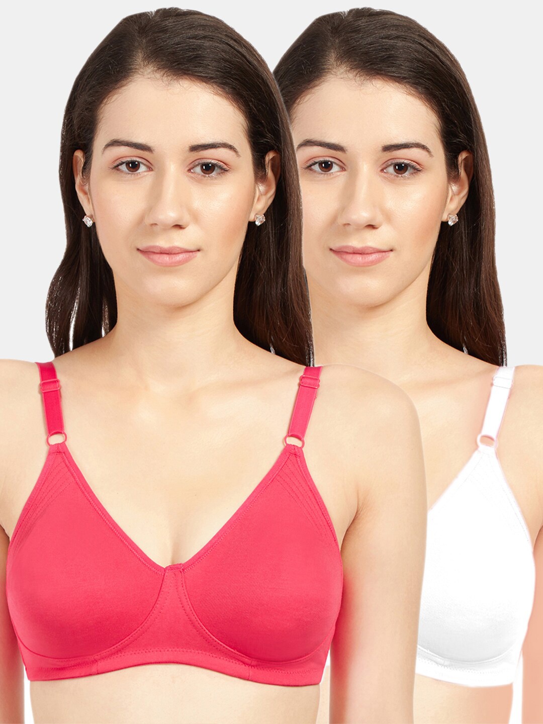 

Sonari White & Magenta Pack of 2 Non Padded Non Wired T-Shirt Bra
