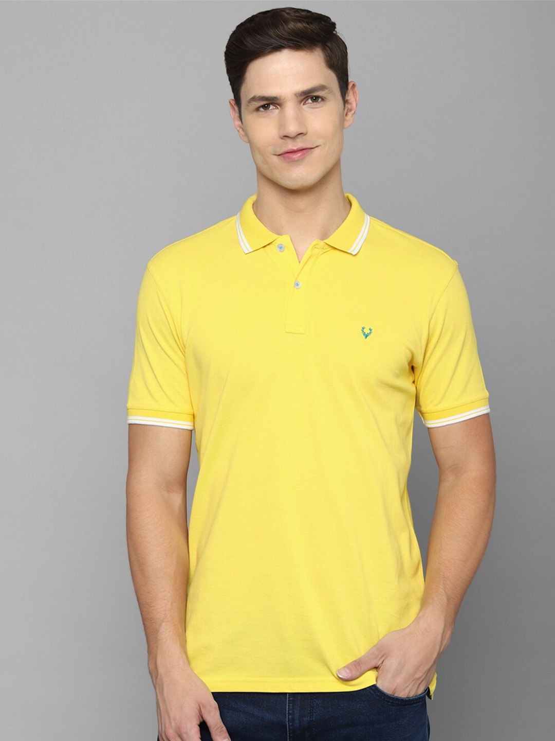 

Allen Solly Men Yellow Polo Collar Pure Cotton T-shirt