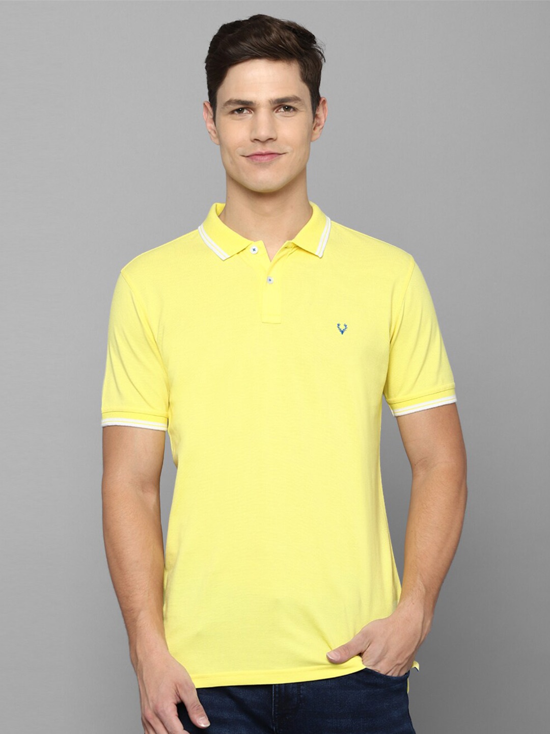

Allen Solly Men Yellow Polo Collar Pure Cotton T-shirt