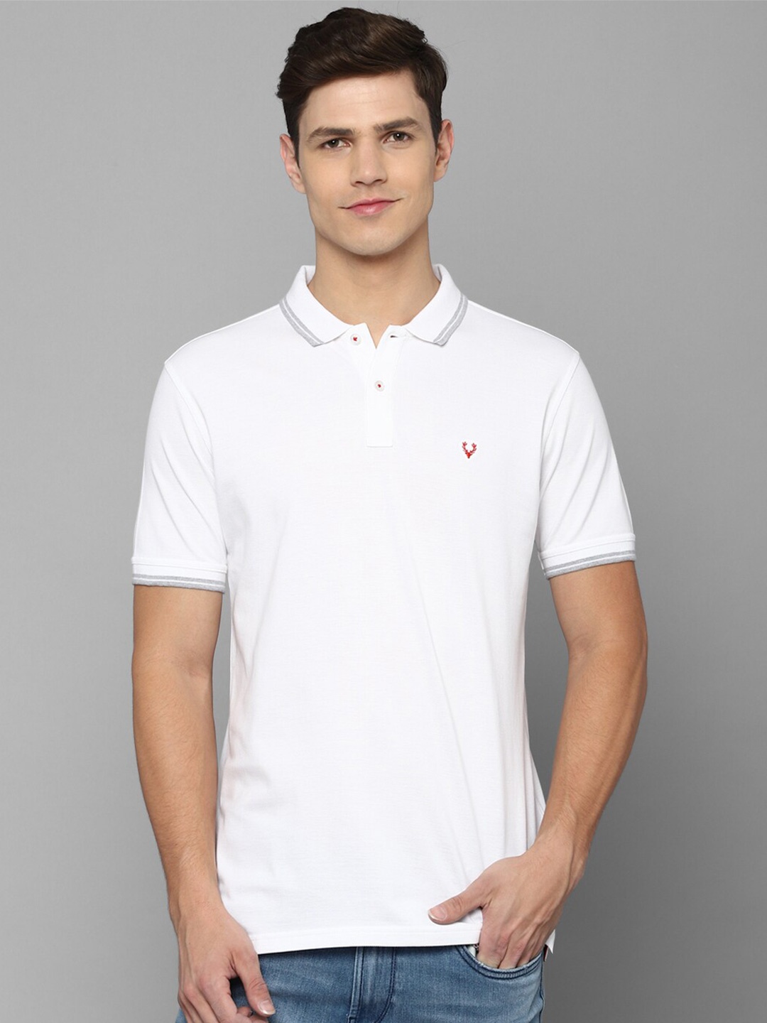 

Allen Solly Men White Polo Collar Pure Cotton T-shirt