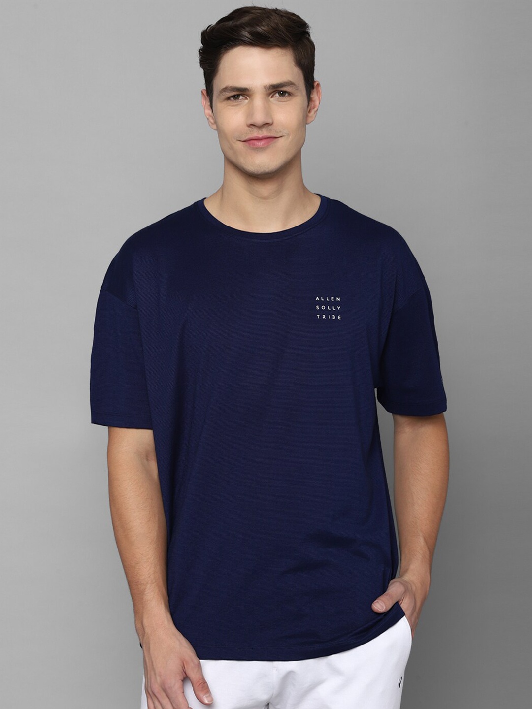 

Allen Solly Tribe Men Navy Blue Pure Cotton T-shirt