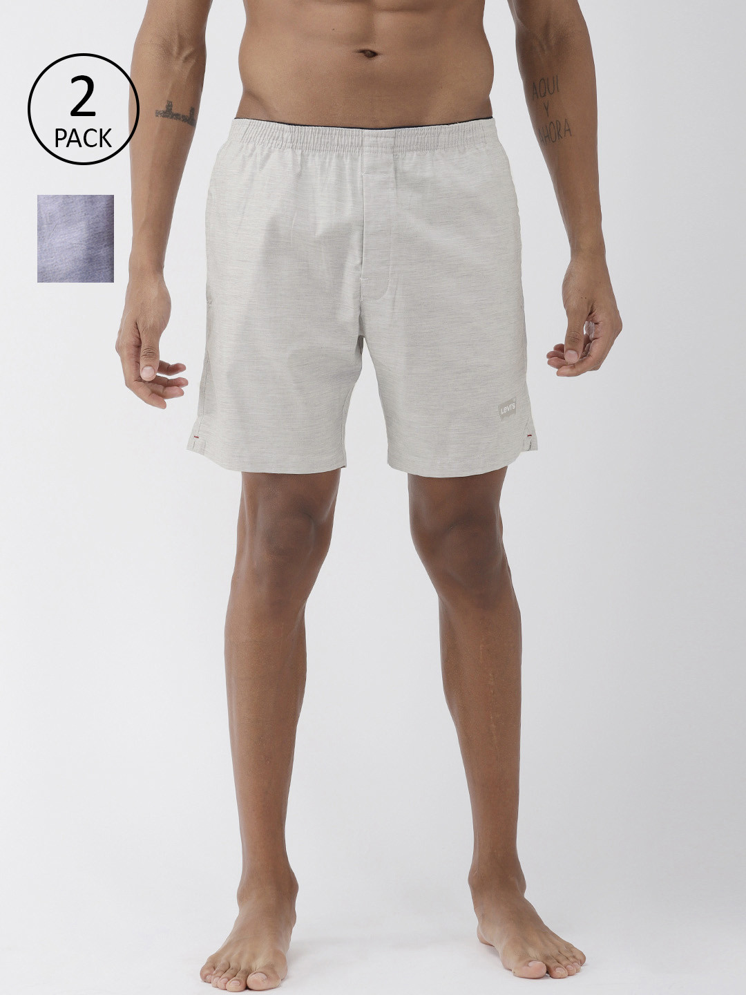 

Levis Men Pack of 2 Pure Cotton Checked Boxers, Off white