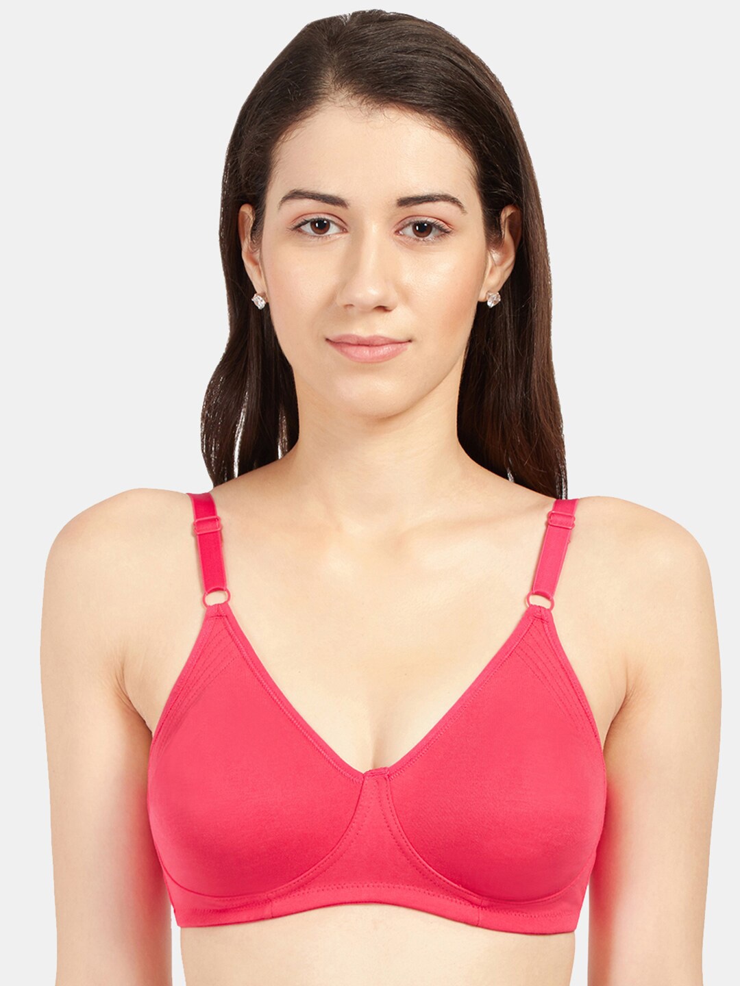 

Sonari Pink Solid Non Wired Medium Coverage T-shirt Bra