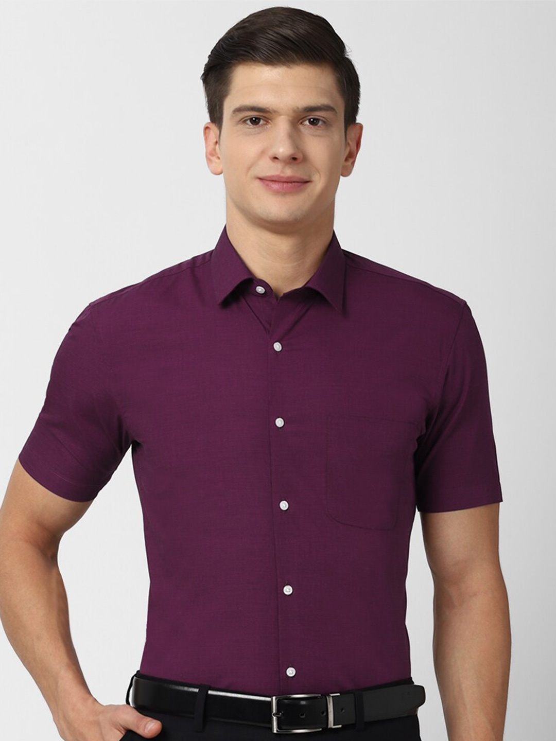 

Peter England Men Purple Slim Fit Pure Cotton Formal Shirt