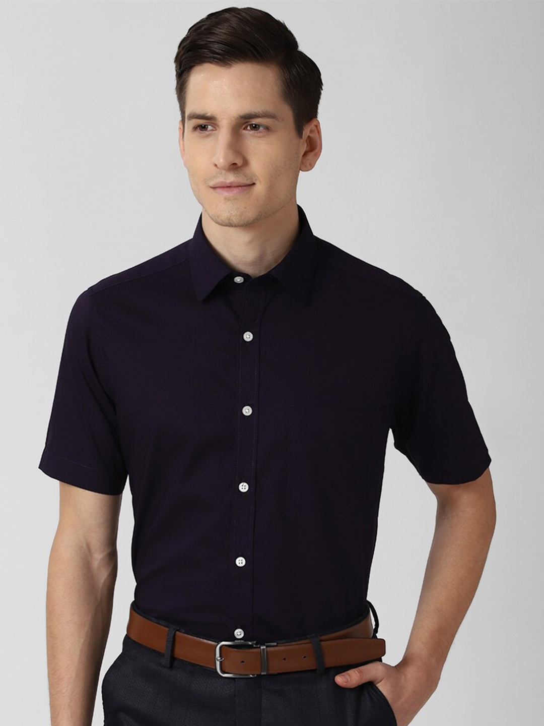 

Peter England Men Navy Blue Formal Shirt