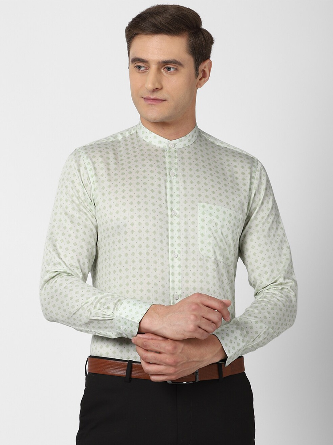 

Peter England Elite Men Green Printed Formal Shirt