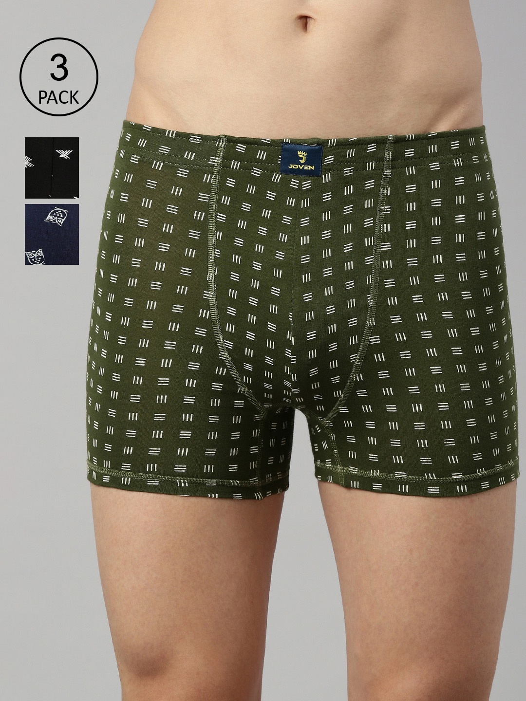 

Joven Men Pack Of 3 Printed Cotton Trunks 3TAOP-C6, Blue