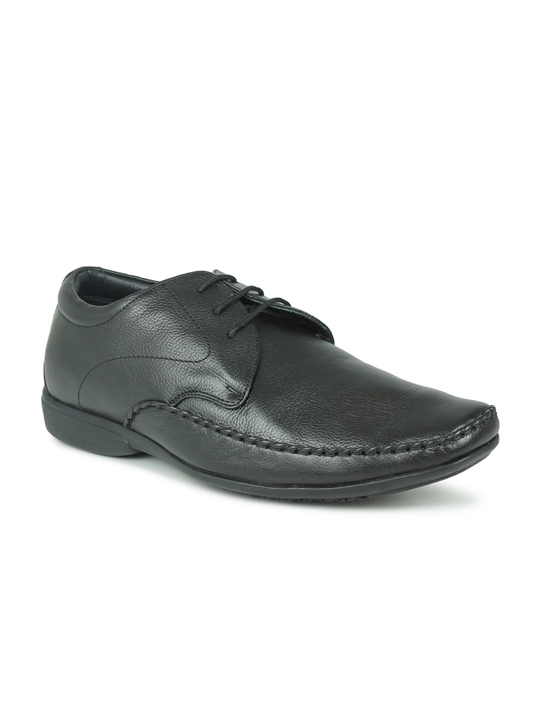 

PRIVO by Inc.5 Men Black Solid Leather Formal Derbys