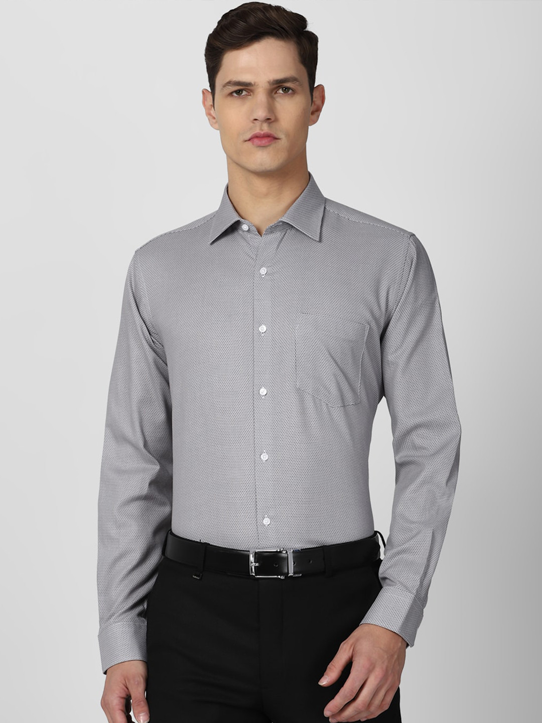

Van Heusen Men Grey Self Design Formal Shirt