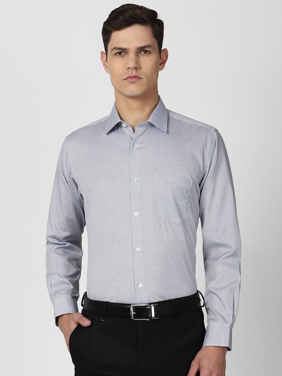 

Van Heusen Men Grey Checked Formal Shirt