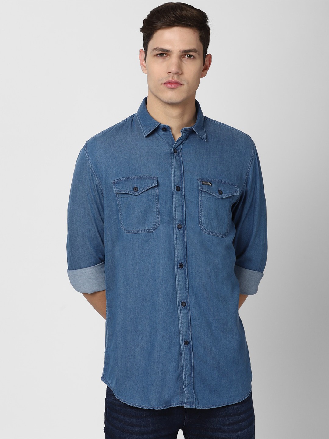 

VAN HEUSEN DENIM LABS Men Blue Slim Fit Casual Shirt