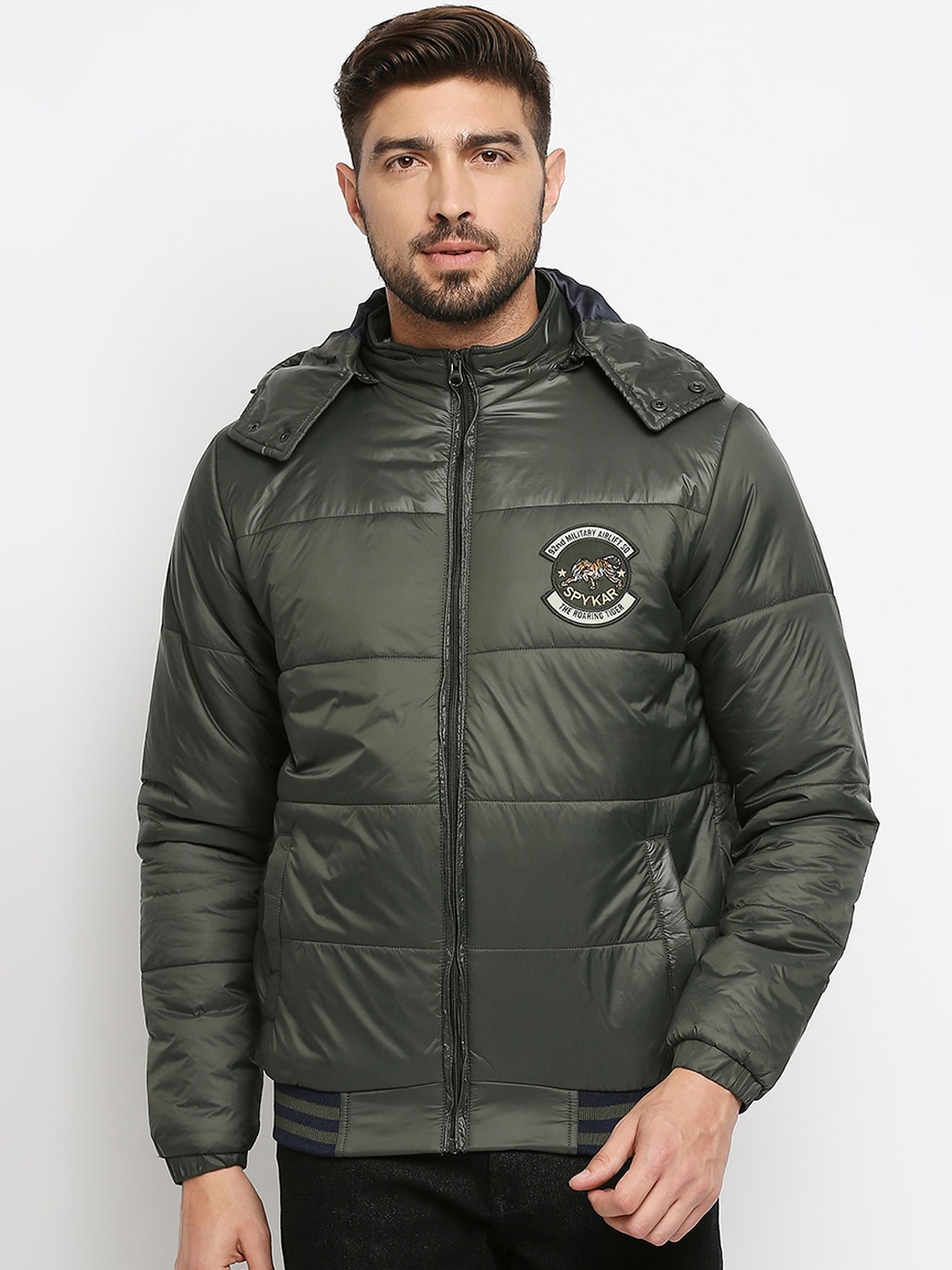 

SPYKAR Men Olive Green Solid Padded Jacket