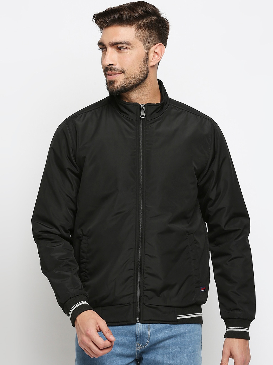 

SPYKAR Men Black Solid Bomber Jacket