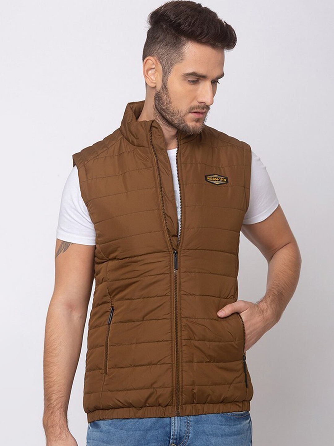

SPYKAR Men Brown Solid Padded Jacket