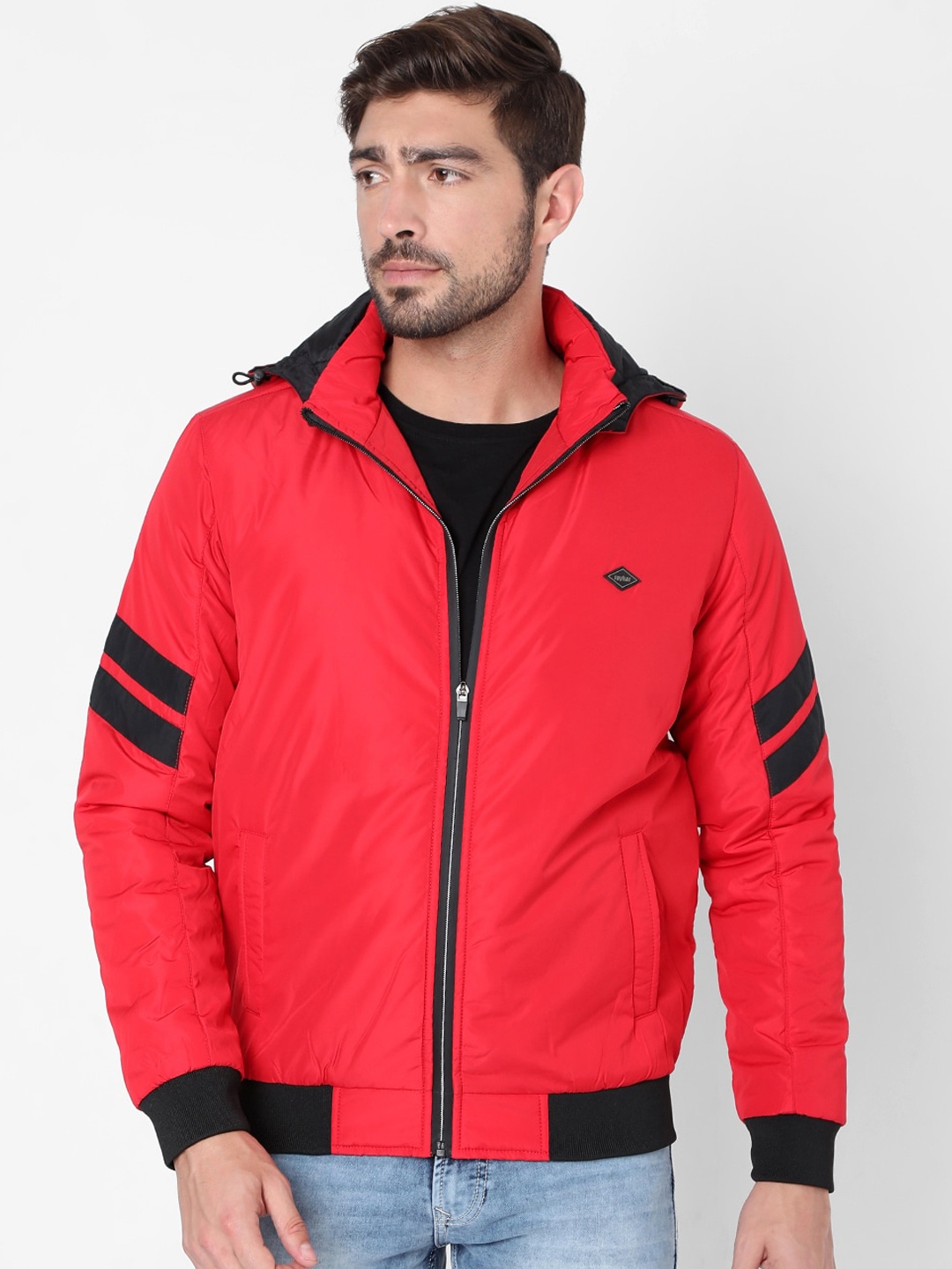 

SPYKAR Men Red Solid Bomber Jacket