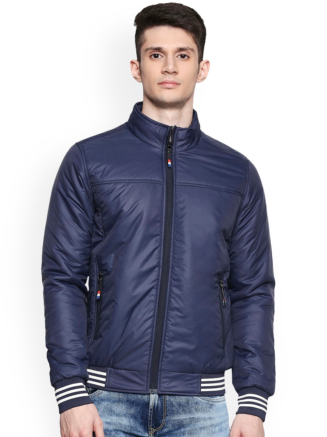 

SPYKAR Men Blue Solid Bomber Jacket