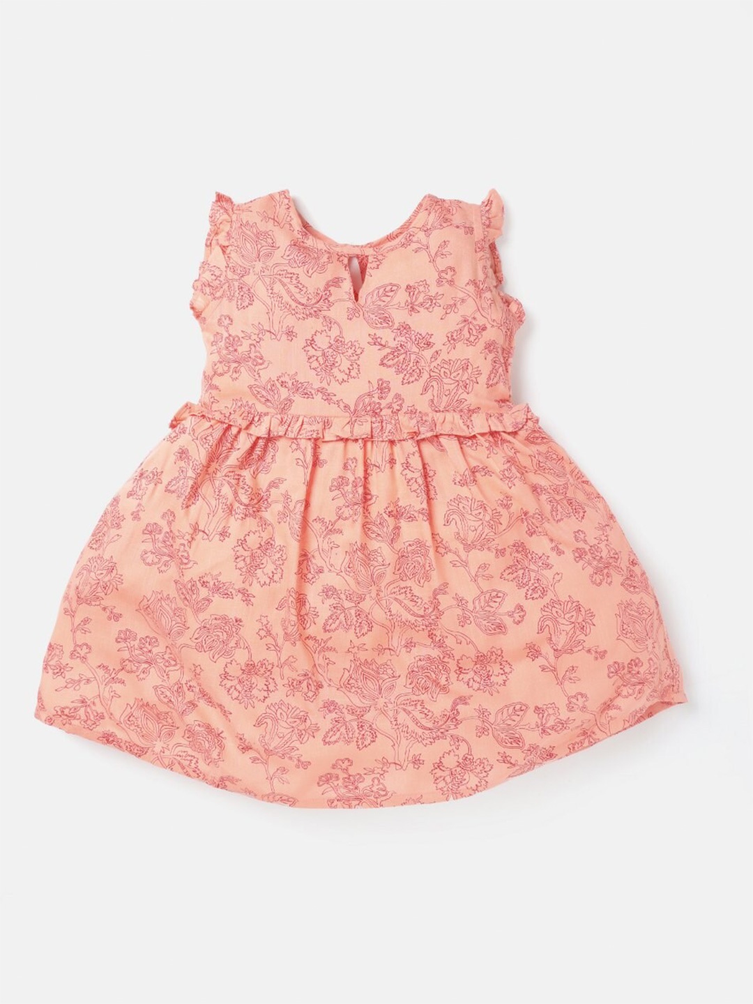 

Saaki Girls Peach-coloured Floral Printed Dress, Na