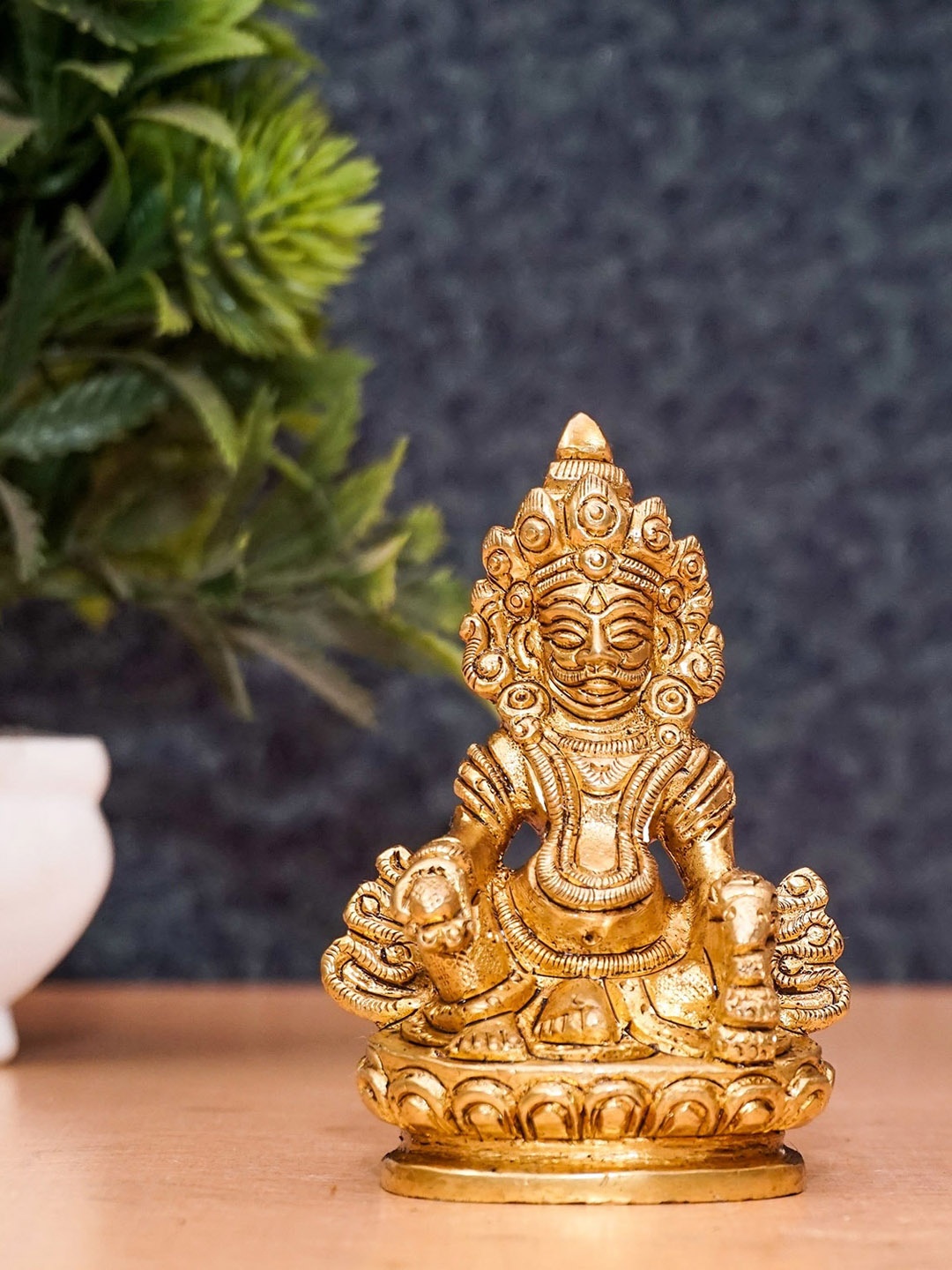 

StatueStudio Gold-Toned Textured Mini God Wealth Kuber Showpiece