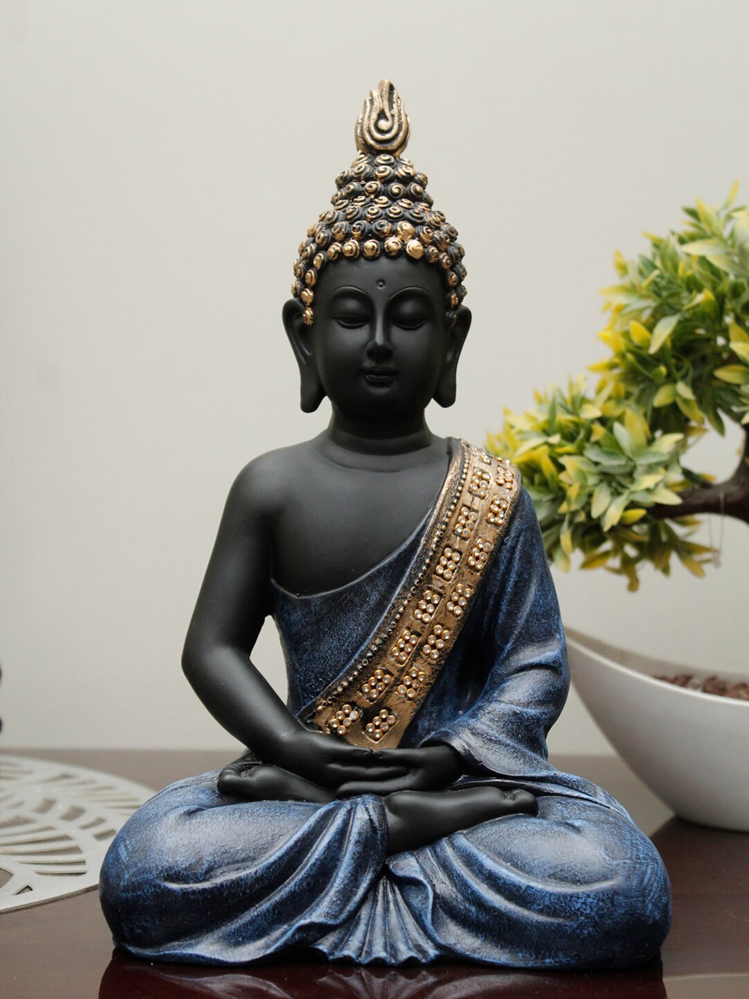 

StatueStudio Blue & Black Meditating Buddha Idol Showpiece