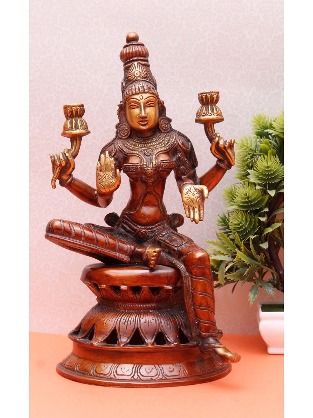 

StatueStudio Copper Decorative Lakshmi Idol Murti Showpiece