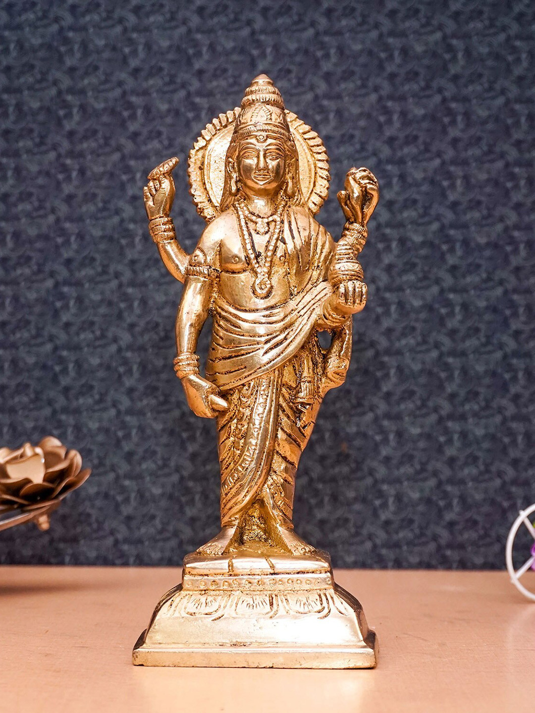 

StatueStudio Gold-Toned Dhanvantari God Of Ayurveda Vastu Showpiece
