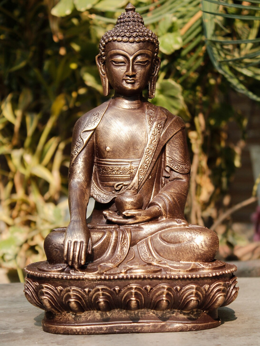 

StatueStudio Copper & Black Resin Antique Buddha Statue Showpiece