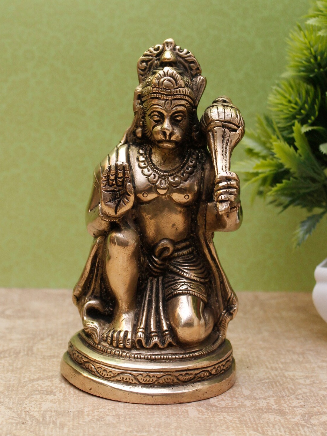 

StatueStudio Gold-Toned Textured Lord Hanuman Showpiece