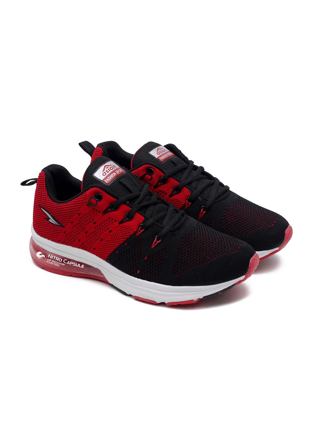 

ASIAN Men Black & Red Mesh Running Shoes