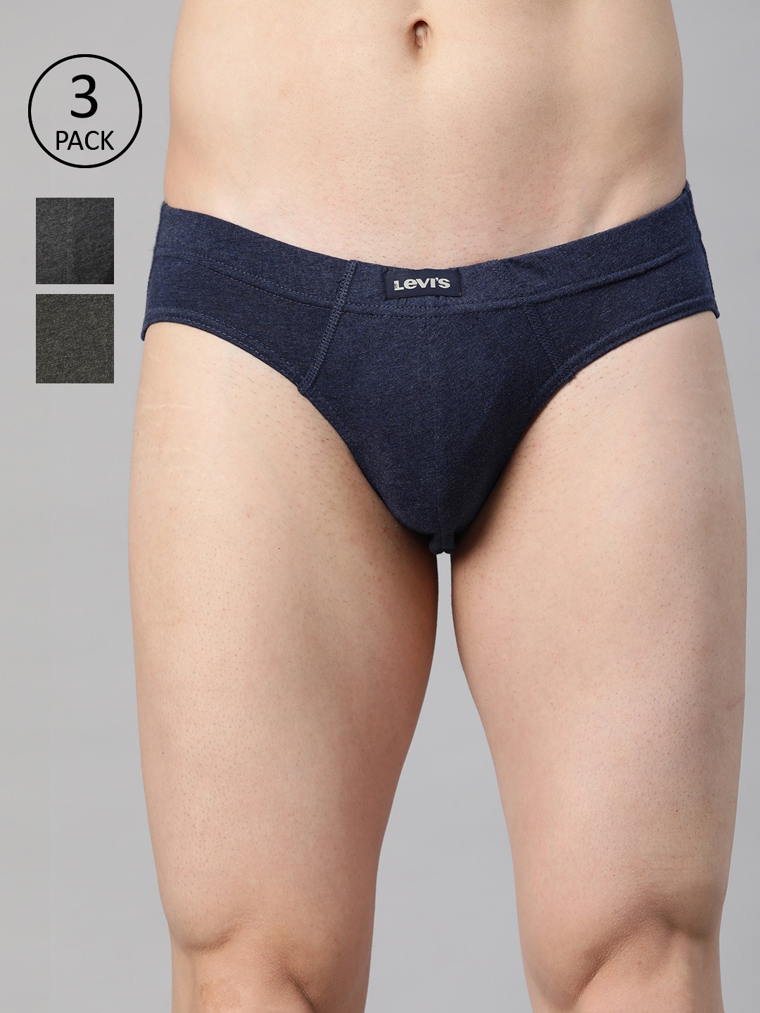 Levis Men Pack Of 3 Assorted Solid Briefs