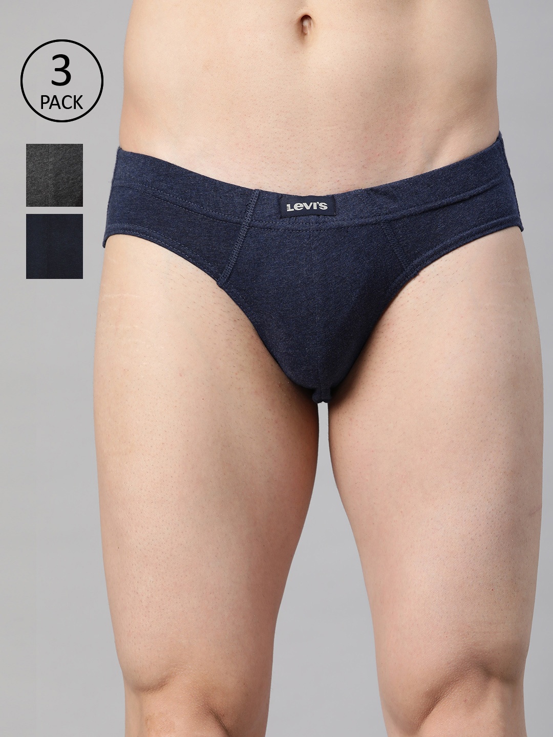 Levis Men Pack Of 3 Assorted Solid Briefs