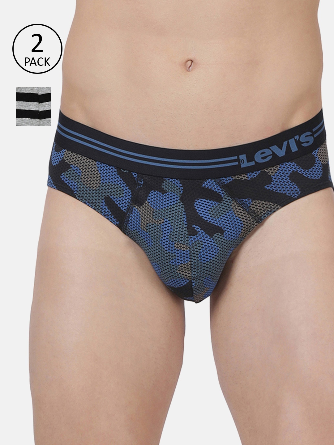 

Levis Men Pack Of 2 Back & Blue Printed Briefs, Black