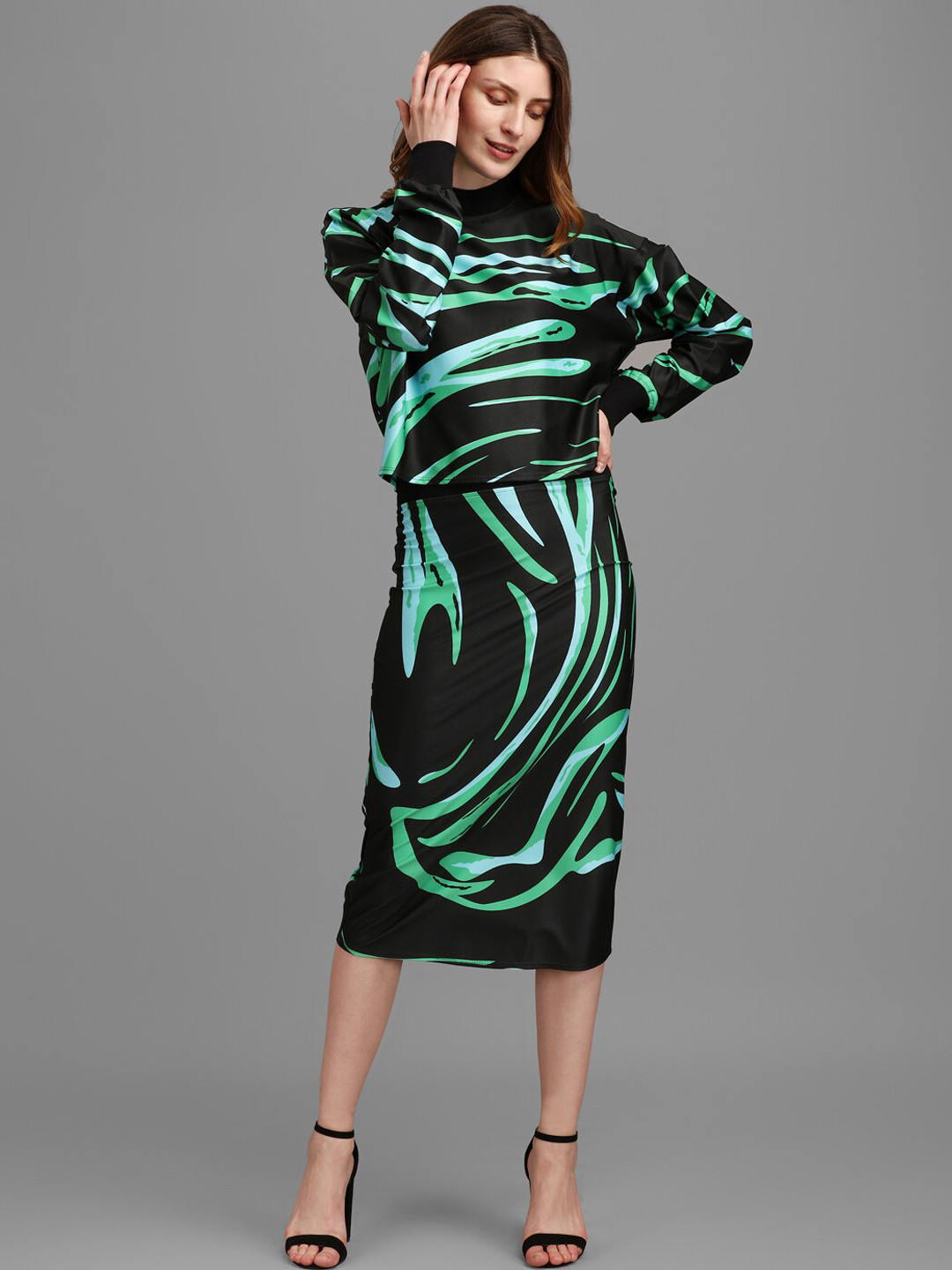 

PURVAJA Women Turquoise Blue Printed Co-ords