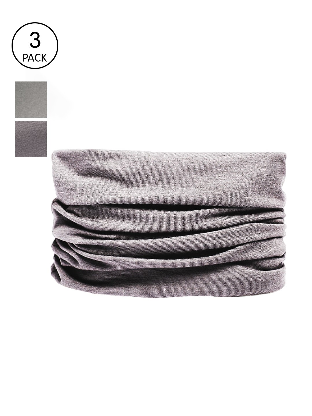 

Heelium Men Grey Melange Pack Of 3 Solid Bamboo Bandana