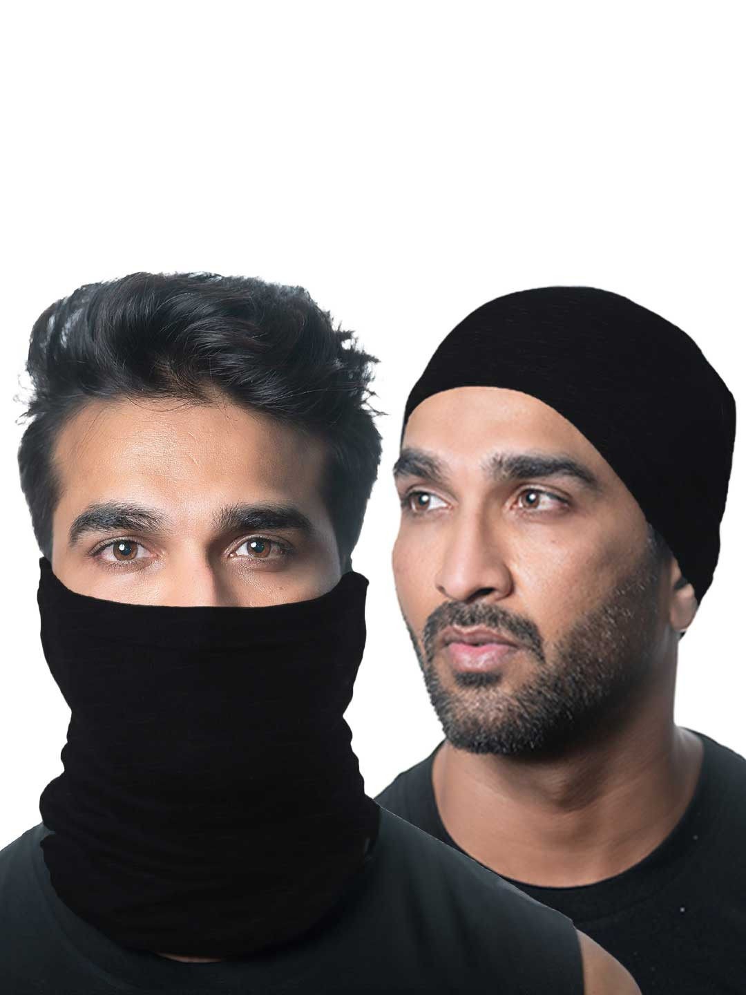 

Heelium Unisex Pack of 2 Bamboo Soft Odour-free & Breathable Multipurpose Bandana, Black