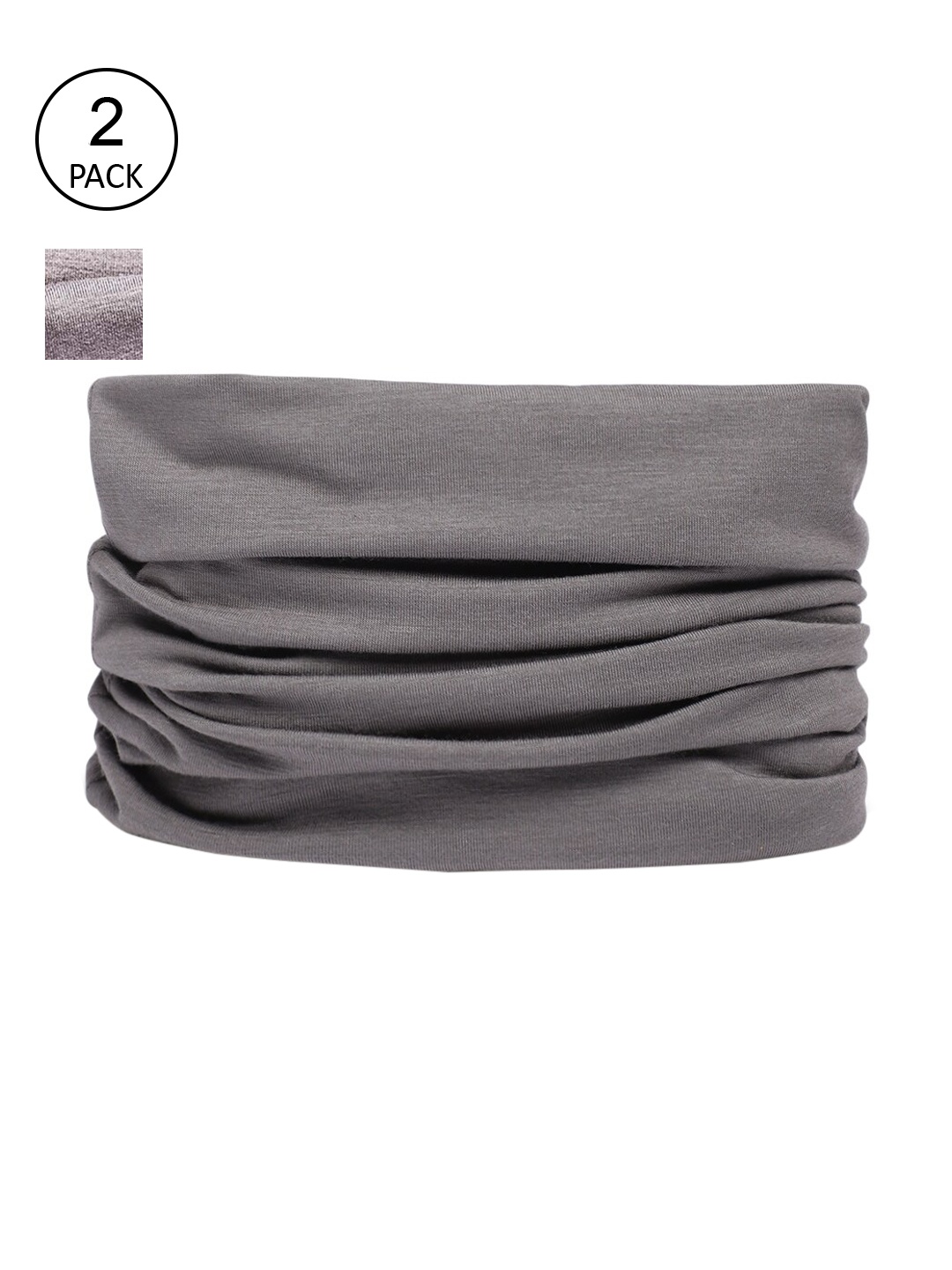 

Heelium Pack of 2 Men Grey Solid Bamboo Seamed Bandana Multipurpose Headband