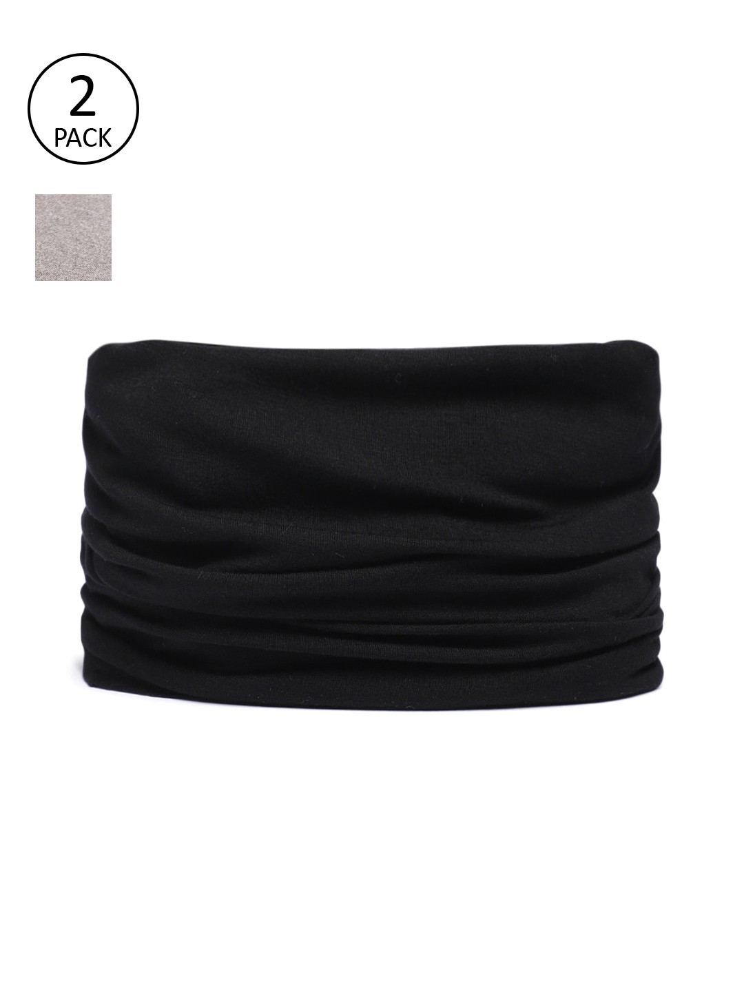 

Heelium Men Black & Grey Pack Of 2 Solid Bamboo Bandana
