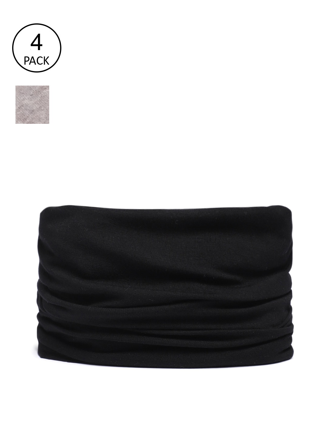

Heelium Men Pack Of 4 Solid Bamboo Bandana, Black
