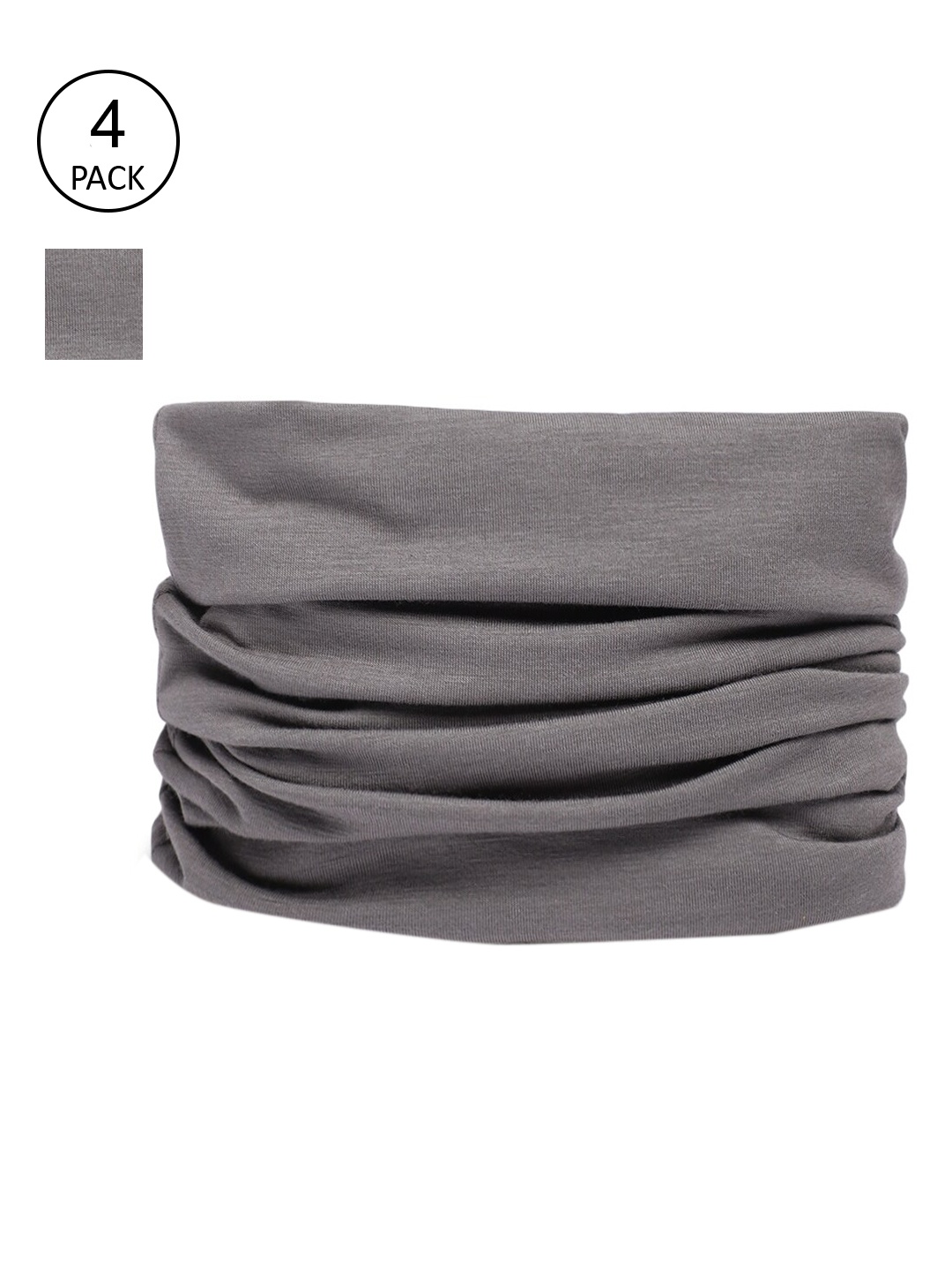 

Heelium Men Pack Of 4 Grey Solid Bamboo Seamed Bandana